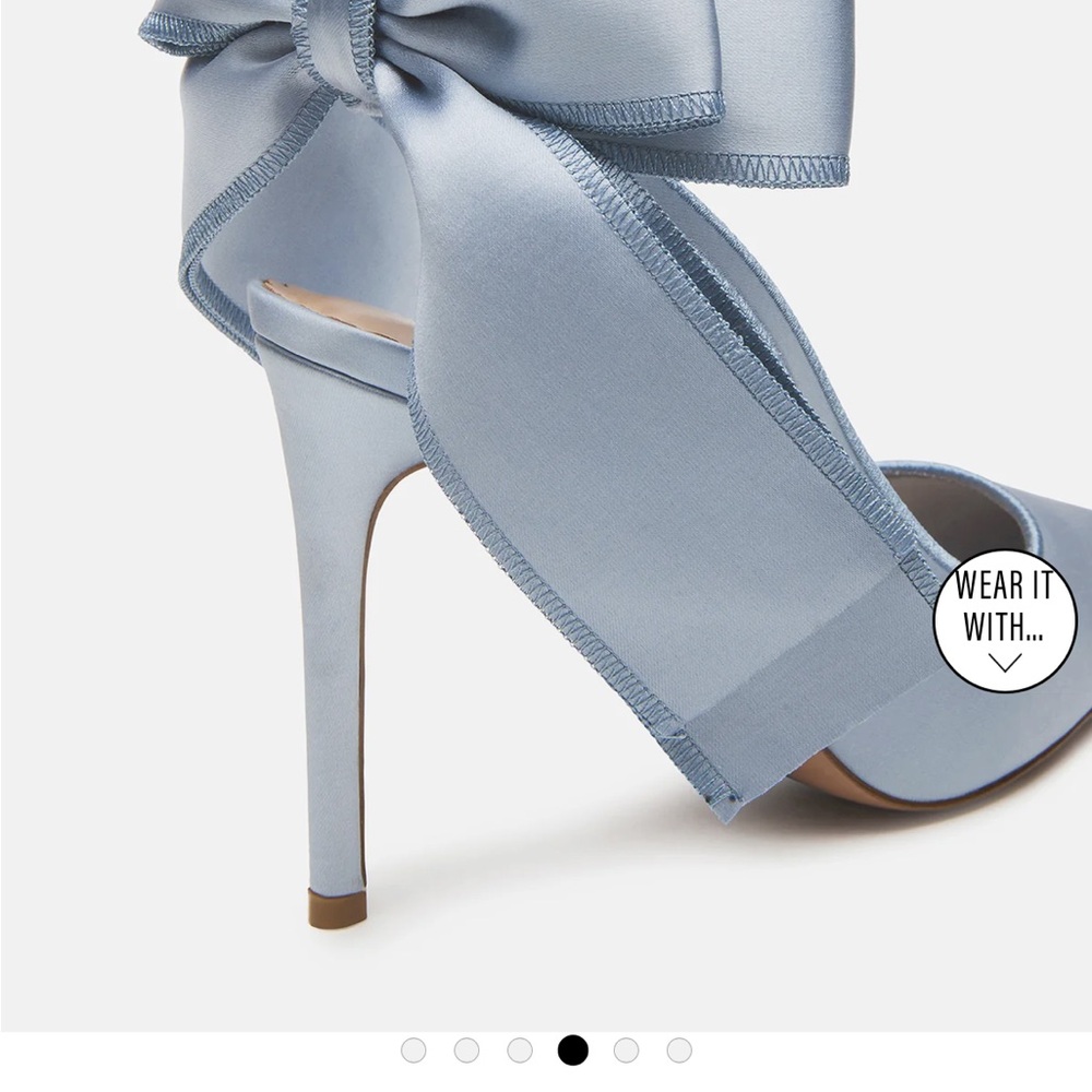 Steve Madden Light Blue Satin Bow Heels - Picture 4 of 6